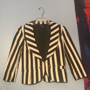 Military style black and white striped blazer